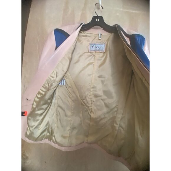 Vintage 1980s Saticci Collection Women's Leather Jacket & Skirt Set Size 4 - Picture 9 of 16